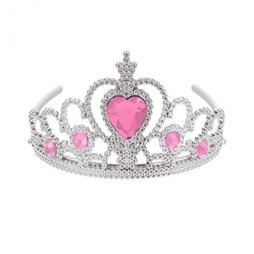  COMOK Prepare A Princess Crown with Pink Jewelry for Cute Little Girls,Priness Toy Head Piecess with Pink Heart Stones