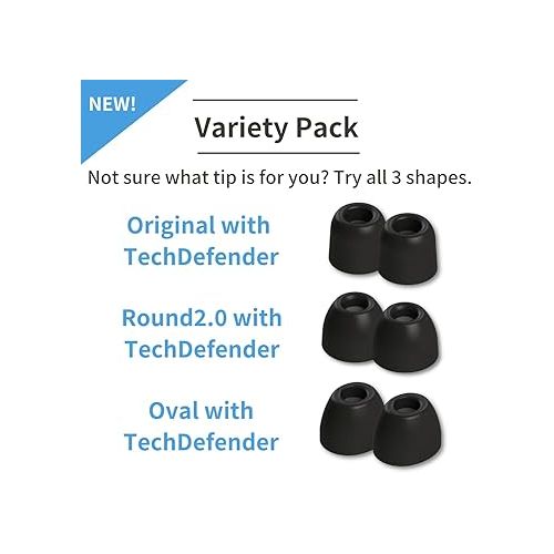  Comply Foam 200 Series Variety Pack Replacement Ear Tips for Bang and Olufsen, Sennheiser, Axil, MEE Audio, KZ, Bose & More | Ultimate Comfort | Unshakeable Fit| TechDefender | Large, 3 Pairs