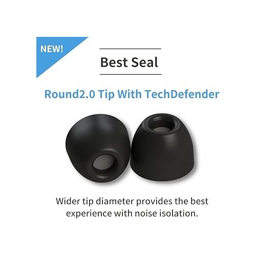  Comply Foam 200 Series Round 2.0 Replacement Ear Tips for Bang and Olufsen, Sennheiser, Axil, MEE Audio, KZ, Bose & More | Ultimate Comfort | Unshakeable Fit| TechDefender | Assorted S/M/L, 3 Pairs