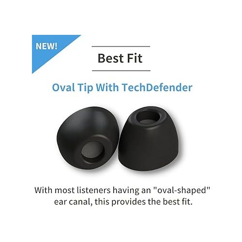  Comply Foam 200 Series Oval Replacement Ear Tips for Bang and Olufsen, Sennheiser, Axil, MEE Audio, KZ, Bose & More | Ultimate Comfort | Unshakeable Fit| TechDefender | Assorted S/M/L, 3 Pairs