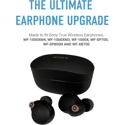  COMPLY TrueGrip Pro Memory Foam Replacement Earbud Tips for Sony True Wireless Earphones WF-1000XM4, WF-1000XM3, WF-XB700 - Comfortable Memory Foam for a Secure Fit, Black (Assorte