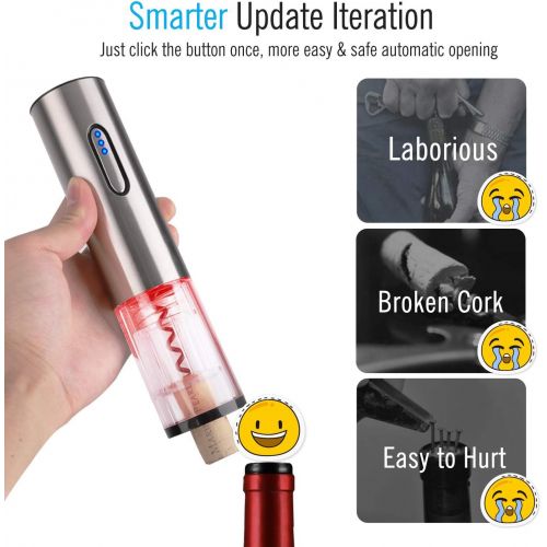  [아마존베스트]COMPONALL Electric Wine Opener, Automatic Electric Corkscrew, USB Rechargeable Premium Stainless Steel Cordless Wine Bottle Opener with Foil Cutter