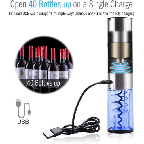  [아마존베스트]COMPONALL Electric Wine Opener, Automatic Electric Corkscrew, USB Rechargeable Premium Stainless Steel Cordless Wine Bottle Opener with Foil Cutter