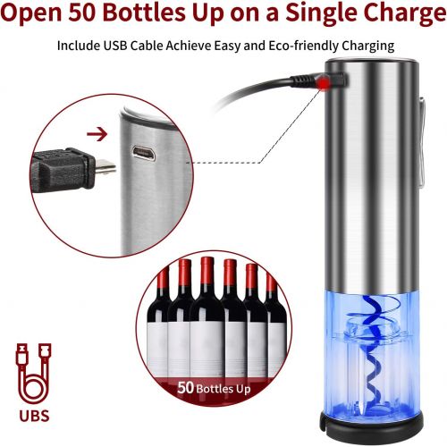  [아마존베스트]COMPONALL Electric Wine Opener, Automatic Electric Corkscrew, USB Rechargeable Cordless Wine Bottle Opener with Foil Cutter