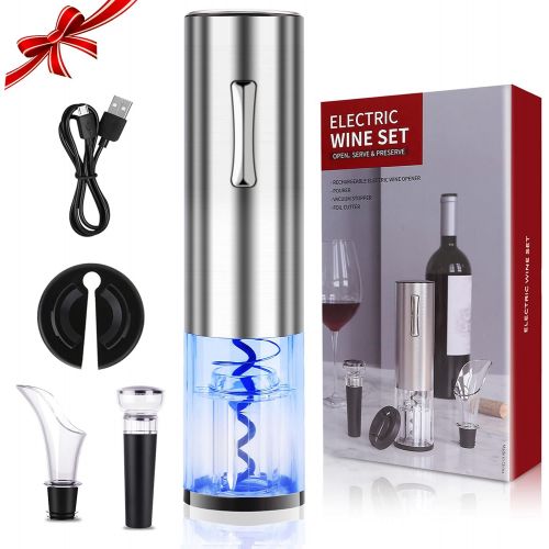  [아마존베스트]COMPONALL Electric Wine Opener, Automatic Electric Corkscrew, USB Rechargeable Cordless Wine Bottle Opener with Foil Cutter