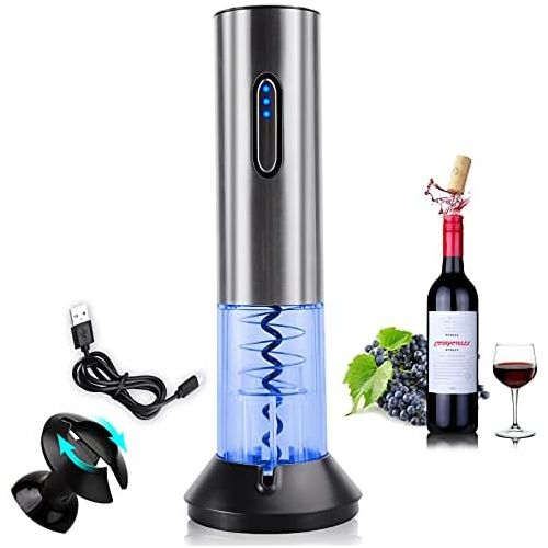  [아마존베스트]COMPONALL Electric Wine Opener, Automatic Electric Corkscrew, USB Rechargeable Premium Stainless Steel Cordless Wine Bottle Opener with Foil Cutter