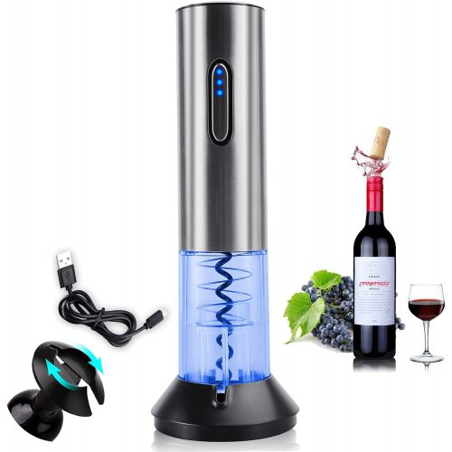  [아마존베스트]COMPONALL Electric Wine Opener, Automatic Electric Corkscrew, USB Rechargeable Premium Stainless Steel Cordless Wine Bottle Opener with Foil Cutter