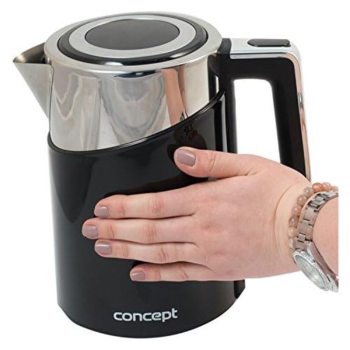  CONCEPT Hausgerate CONCEPT RK3171 Wasserkocher mit temperatureinstellung, COOL TOUCH, edelstahl, 1,7 L, Schwarz, 2200 W, anti-kalk-filter, funktion KEEP WARM, Rostfreier Stahl, 1.7