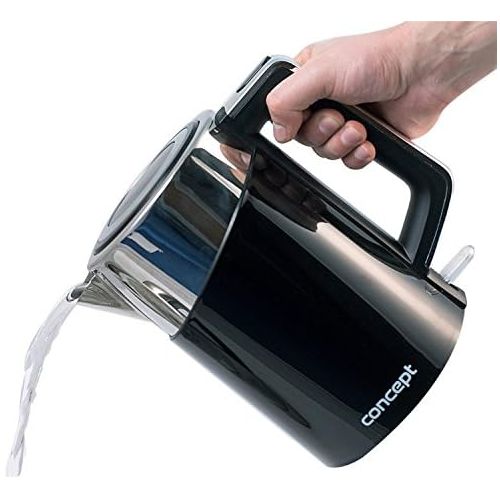  CONCEPT Hausgerate CONCEPT RK3171 Wasserkocher mit temperatureinstellung, COOL TOUCH, edelstahl, 1,7 L, Schwarz, 2200 W, anti-kalk-filter, funktion KEEP WARM, Rostfreier Stahl, 1.7