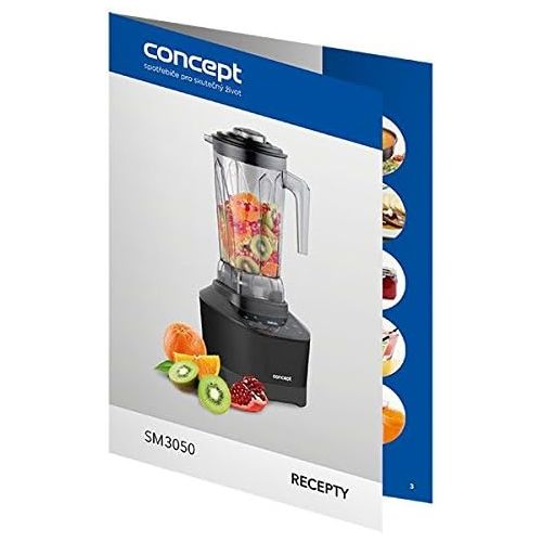  CONCEPT Hausgerate SM3050 FRESH & NUTRI SMOOTHIE Mixer 1500 W, 33 000 um./min, schwarz, slider control, RAW, voreingestellte Programme, BPA-frei, 2 l Mixbehalter