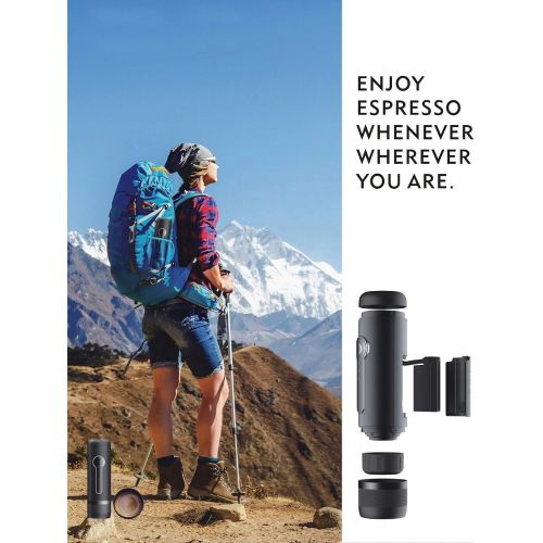  CONQUECO Portable Coffee Maker: 12V Travel Espresso Machine, 15 Bar Pressure Rechargeable Battery Heating Water with Organize Case for Camping, Driving, Home and Office