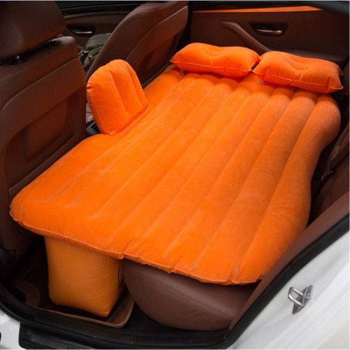  CONRAL Multifunctional Inflatable Car Mattress, Waterproof Car Inflation Bed, Travel Camping Air Bed Camping Car Back Seat Extra Mattress, with Air Pump & Pillow Universal,Orange