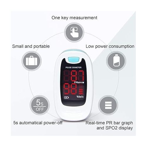  CONTEC LED CMS50M Pulse Oximeter,SpO2 and PR Value Waveform Blood Oxygen, Neck/Wrist Cord