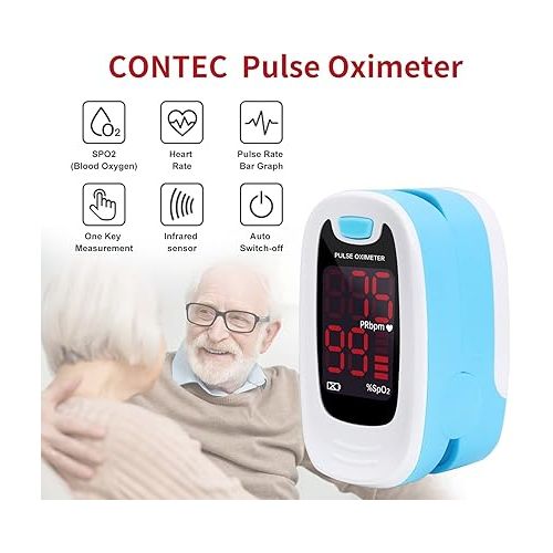  CONTEC LED CMS50M Pulse Oximeter,SpO2 and PR Value Waveform Blood Oxygen, Neck/Wrist Cord