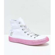 CONVERSE Converse x Miley Cyrus White & Pink Glitter High Top Shoes