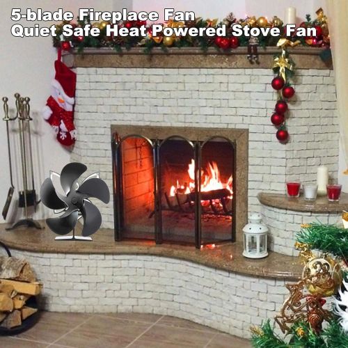  CONVO 5 Blade Woodburner Stove Fan,Quiet Safe Heat Powered Stove Fan,Wood Stove Fan for Wood/Log Burner/Fireplace,Fireplace?Fan Efficient Heat Distribution