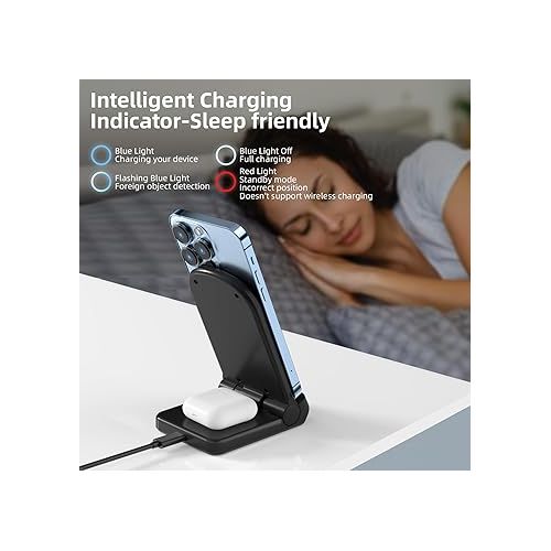  Wireless Charger for iPhone/Samsung/AirPods, 2-in-1 iPhone Charger Fast Charging, Wireless Charging Station for iPhone14/13/12/11/Pro/Max/SE/XS/XR/X/8 Plus/8, AirPods/Google/LG/Sony, etc