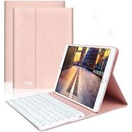 [아마존베스트]COO iPad Keyboard Case 9.7 6th Generation for New iPad 2018/2017 (5th Gen) - iPad Air 2/Air 1 - Wireless Bluetooth Keyboard - Magnetic Auto Sleep/Wake (Rose Gold with White Keyboard)