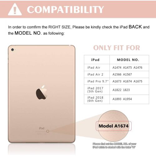  [아마존베스트]COO iPad Keyboard Case 9.7 6th Generation for New iPad 2018/2017 (5th Gen) - iPad Air 2/Air 1 - Wireless Bluetooth Keyboard - Magnetic Auto Sleep/Wake (Rose Gold with White Keyboard)