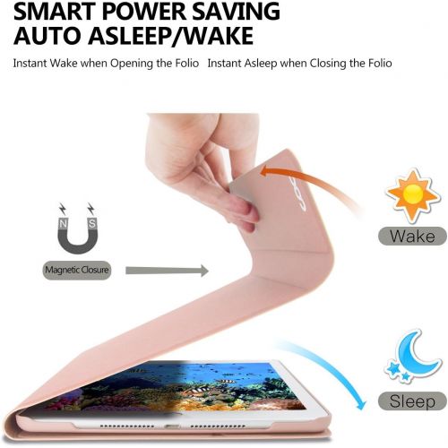  [아마존베스트]COO iPad Keyboard Case 9.7 6th Generation for New iPad 2018/2017 (5th Gen) - iPad Air 2/Air 1 - Wireless Bluetooth Keyboard - Magnetic Auto Sleep/Wake (Rose Gold with White Keyboard)