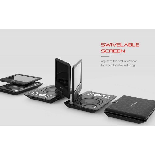  [아마존베스트]COOAU Portable DVD Player 11.5 with Game Joystick, Swivel HD Screen, Support Multi-Format, Region Free, Long Lasting Battery, Support AV-in/AV-Out/SD/USB, Black
