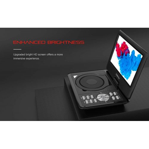  [아마존베스트]COOAU Portable DVD Player 11.5 with Game Joystick, Swivel HD Screen, Support Multi-Format, Region Free, Long Lasting Battery, Support AV-in/AV-Out/SD/USB, Black