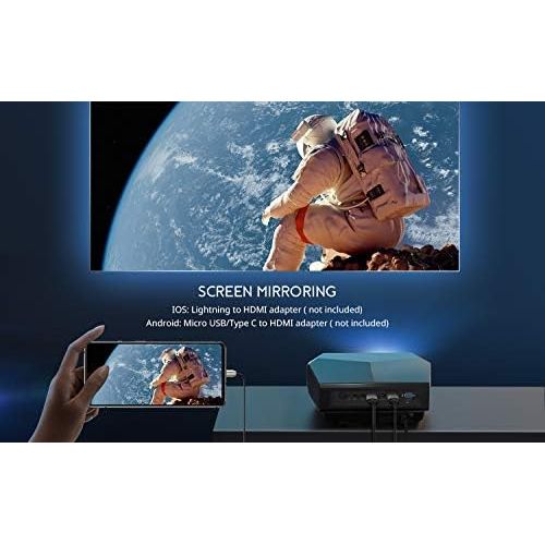  Projector, COOAU 5500 Lumens Home Video Projector, Support 1080P and 200 Screen Playing with Hi-Fi Speakers, Compatible with TV Stick/Phone/Laptop/DVD Player /PS4 (Black)