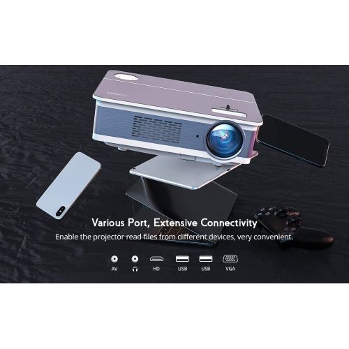  COOAU Native 1080P Outdoor Movie Projector 6800 Lumens Home Theatre Projector Support 300inch Screen with Hi-Fi Speakers