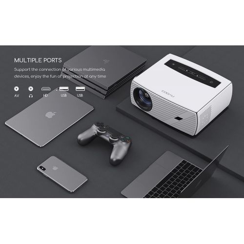  COOAU WiFi Projector for Phones, Projector Bluetooth for Home Theater, Portable Projector for Outdoor Movies, 10000L Native 1080p Projector Compatible Laptop, DVD Player, TV Stick,