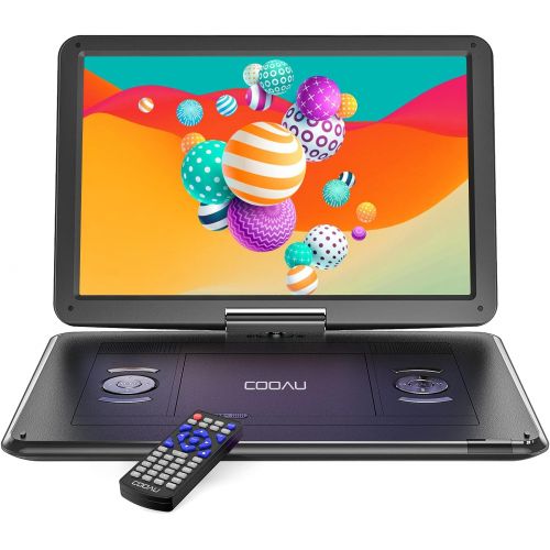  [아마존베스트]COOAU 17.9“ Portable DVD Player with 15.6 Large Swivel Screen, 6 Hrs Long Lasting Built-in Battery, Region Free, Stereo Sound, with Remote Controller,SD+USB+AVin+AVout+Earphone Por