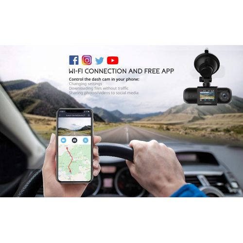  [아마존베스트]COOAU Uber Dual 1080P FHD Built-in GPS Wi-Fi Dash Cam, Front and Inside Car Camera Recorder with Infrared Night Vision, Sony Sensor, Supercapacitor, 4 IR LEDs，G-Sensor, Parking Mode, Loo