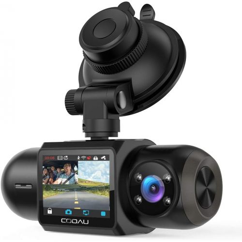  [아마존베스트]COOAU Uber Dual 1080P FHD Built-in GPS Wi-Fi Dash Cam, Front and Inside Car Camera Recorder with Infrared Night Vision, Sony Sensor, Supercapacitor, 4 IR LEDs，G-Sensor, Parking Mode, Loo