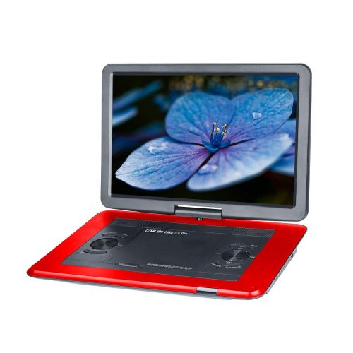 COOAU 15.6“ Portable DVD Player with Remote Controller, Large 270 Degrees Swivel Screen, 6 Hrs Long Lasting Built-in Battery, Setreo Sound, Region Free, SD+USB+AVin+AVout+Earphone