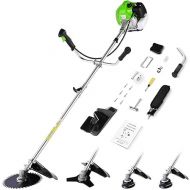 Weed Wacker Gas Powered 58cc, 4 in 1 Cordless Weed Eater Gas Powered, 2-Cycle Brush Cutter Gas String Trimmers Weed Wacker Straight Shaft Grass Trimmer for Lawn and Garden Care, Green