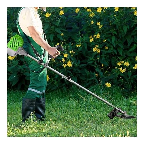  COOCHEER 58CC Weed Eater Gas Powered, 3 in 1 Gas Brush Cutter with 4 Blade Heads, 2-Stroke String Trimmer 18'' Straight Shaft Weed Wacker for Lawn, Garden and Yard, Green