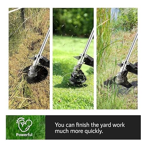  COOCHEER 58CC Weed Eater Gas Powered, 3 in 1 Gas Brush Cutter with 4 Blade Heads, 2-Stroke String Trimmer 18'' Straight Shaft Weed Wacker for Lawn, Garden and Yard, Green