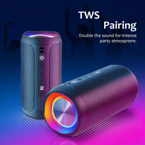  [아마존 핫딜] Wireless Speaker Bluetooth, COOCHEER 24W Bluetooth Portable Speaker with Party Light, IP67 Waterproof Portable Wireless Speakers for Outdoor, TWS, 20+Hour Playtime, Built-in mic,Du