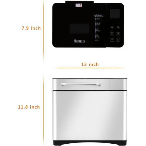  COOCHEER Brotbackautomat 19 Backprogramme,3 verschiedene Braunungsgrade,Timing-Funktion,500-1000g Brotgewicht,Brotbackmaschine mit Automatische Zutatenbox und LED Bildschirm,710W