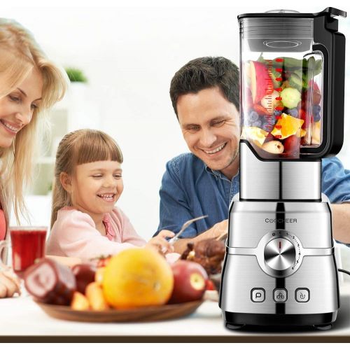  Blender Smoothie Maker, COOCHEER 1800W Blender for Shakes and Smoothies with High-Speed Professional Stainless Countertop, Variable speeds Control, 6 Sharp Blade, 2L BPA Free Trita