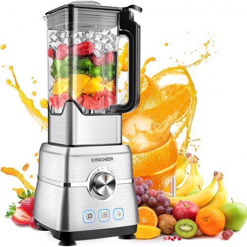  Blender Smoothie Maker, COOCHEER 1800W Blender for Shakes and Smoothies with High-Speed Professional Stainless Countertop, Variable speeds Control, 6 Sharp Blade, 2L BPA Free Trita