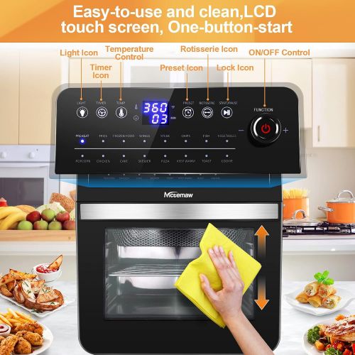  16-in-1 Air Fryer Oven, COOCHEER 13 QT Air Fryer Toaster Oven Combo, Roast, Bake, Broil, Reheat, Fry Oil-Free, 1700W Convection Toaster Oven Airfryer, with Digital LED Touch-screen