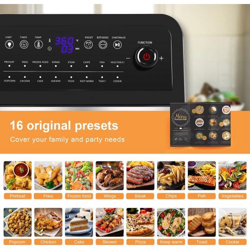  16-in-1 Air Fryer Oven, COOCHEER 13 QT Air Fryer Toaster Oven Combo, Roast, Bake, Broil, Reheat, Fry Oil-Free, 1700W Convection Toaster Oven Airfryer, with Digital LED Touch-screen