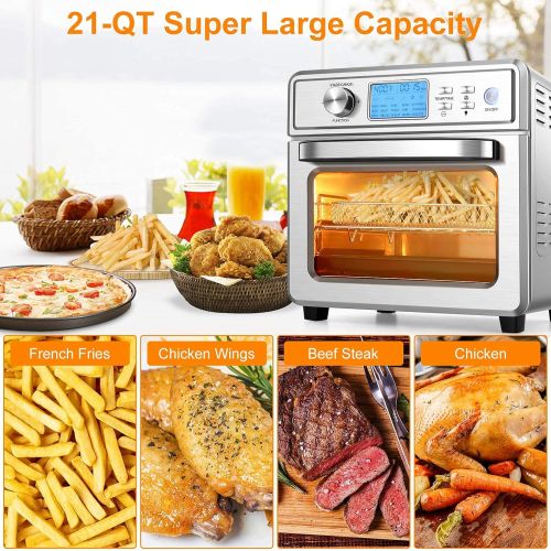  COOCHEER 16 in 1 Air Fryer Oven, 24QT Convection Air Fryer Toaster Oven Combo with LED Display & Temperature/Time Dial, 1700W Large Airfryer Oven, Oil Less & Stainless Steel