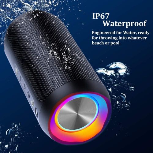  Wireless Speaker Bluetooth, COOCHEER 24W Bluetooth Portable Speaker with Party Light, IP67 Waterproof Portable Wireless Speakers for Outdoor, 20+Hour Playtime, Built-in mic,Dustpro