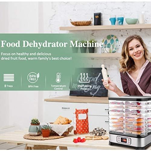  [아마존베스트]COOCHEER Food Dehydrator Machine, Fruit Dehydrators with 8-Tray, Digital Timer and Temperature Control(95ºF-158ºF),400 Watt, BPA Free