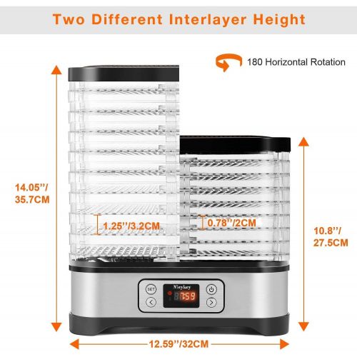  [아마존베스트]COOCHEER Food Dehydrator Machine Jerky with Timer, 8-Tray, 400 Watt,for Beef Jerky, Fruit, Vegetable,Temperature Control (95º-158ºF)