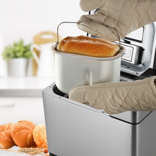  [아마존베스트]COOCHEER Bread Maker 710W Automatic Ingredient Box, 19 Programmes, Stainless Steel Fully Automatic for 500-1000g with 15 Hour Timing Function, Viewing Window, Silver