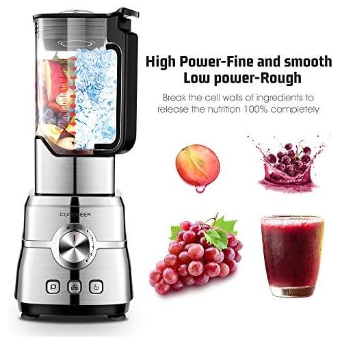  Coocheer 2000 W Blender, Smoothie Maker, 35000 rpm, Professional Shakes Blender, Mill and Icebreaker with Speed Control, 2L BPA Free Tritan Pitcher