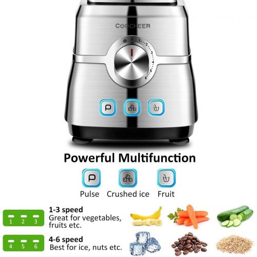  Coocheer 2000 W Blender, Smoothie Maker, 35000 rpm, Professional Shakes Blender, Mill and Icebreaker with Speed Control, 2L BPA Free Tritan Pitcher