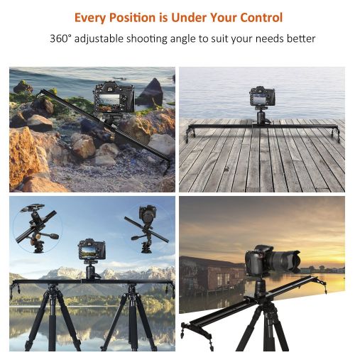  COOCHEER Camera Slider, Aluminum DSLR Dolly Track Rail Perfect for Photography and Video Recording with 1/4 3/8 Screw for YouTube Video and Short filmmakers (80cm Camera Slider)